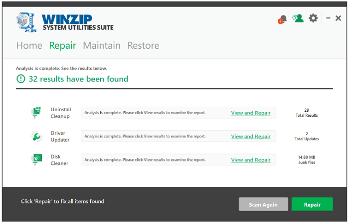 winzip system utilities suite pc cleaning software