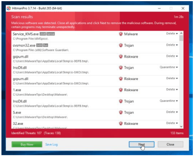 hitmanpro detected malware ms alert