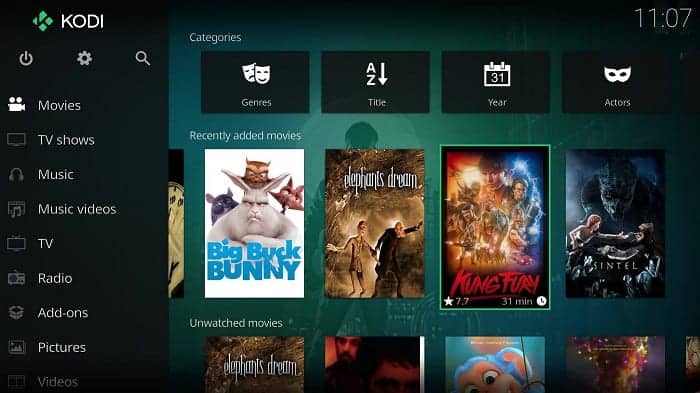 kodi user interface