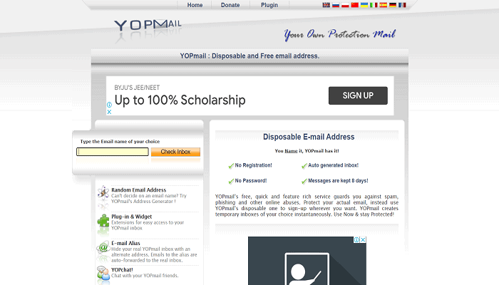 YOPMail fake email sender