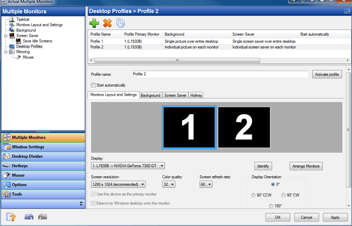 actual multiple monitors and software