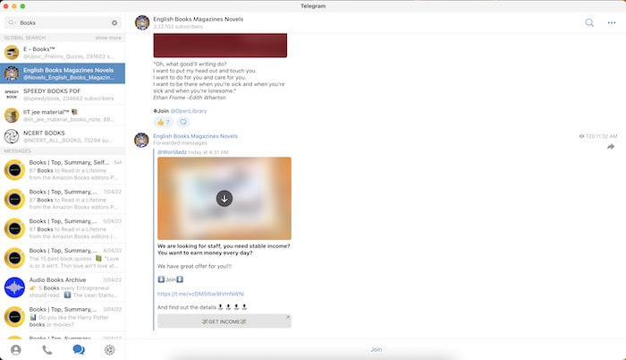join telegram choose a channel