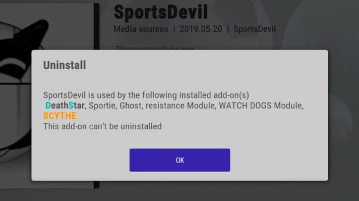 uninstall addon